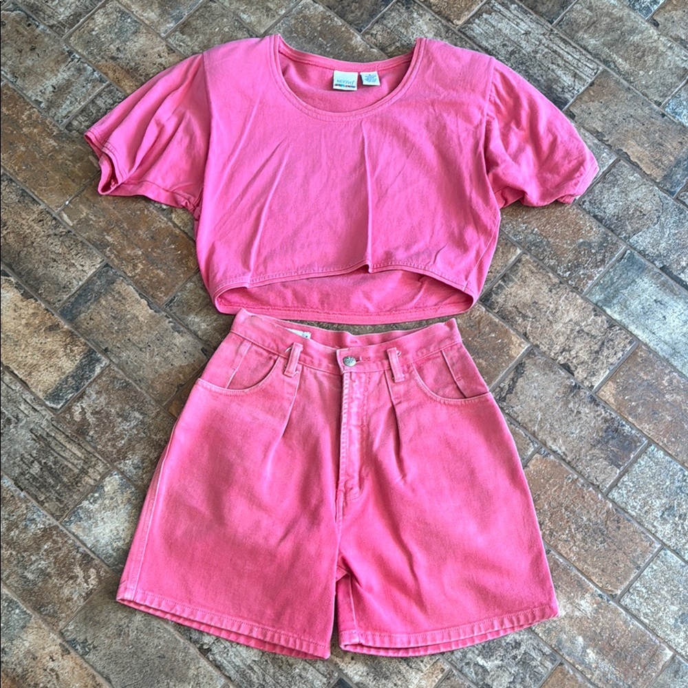 Vintage Women's Matching Set Tee & Denim Shorts
